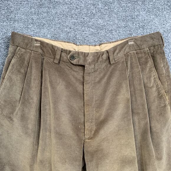 Vintage Santorelli Pants Mens 36 Mocha Como 2 Corduroy Cotton Pleated Trouser - Picture 5 of 16